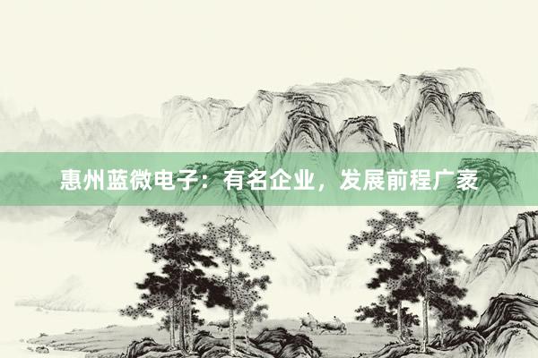 惠州蓝微电子：有名企业，发展前程广袤